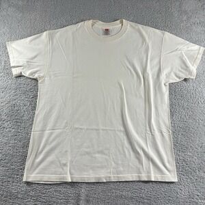 VINTAGE Blank Tee Off White Hanes 100% Cotton Adult Large‎